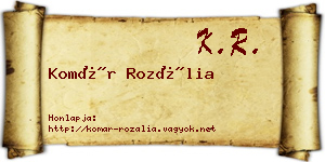 Komár Rozália névjegykártya